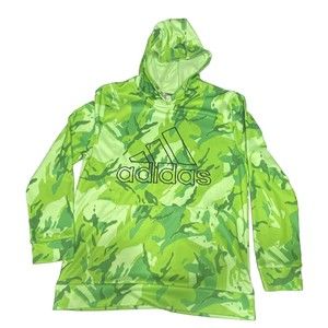 Adidas Youth Lime Green Core Camo Camouflage Embroidered‎ Hoodie XL (18-20) EUC